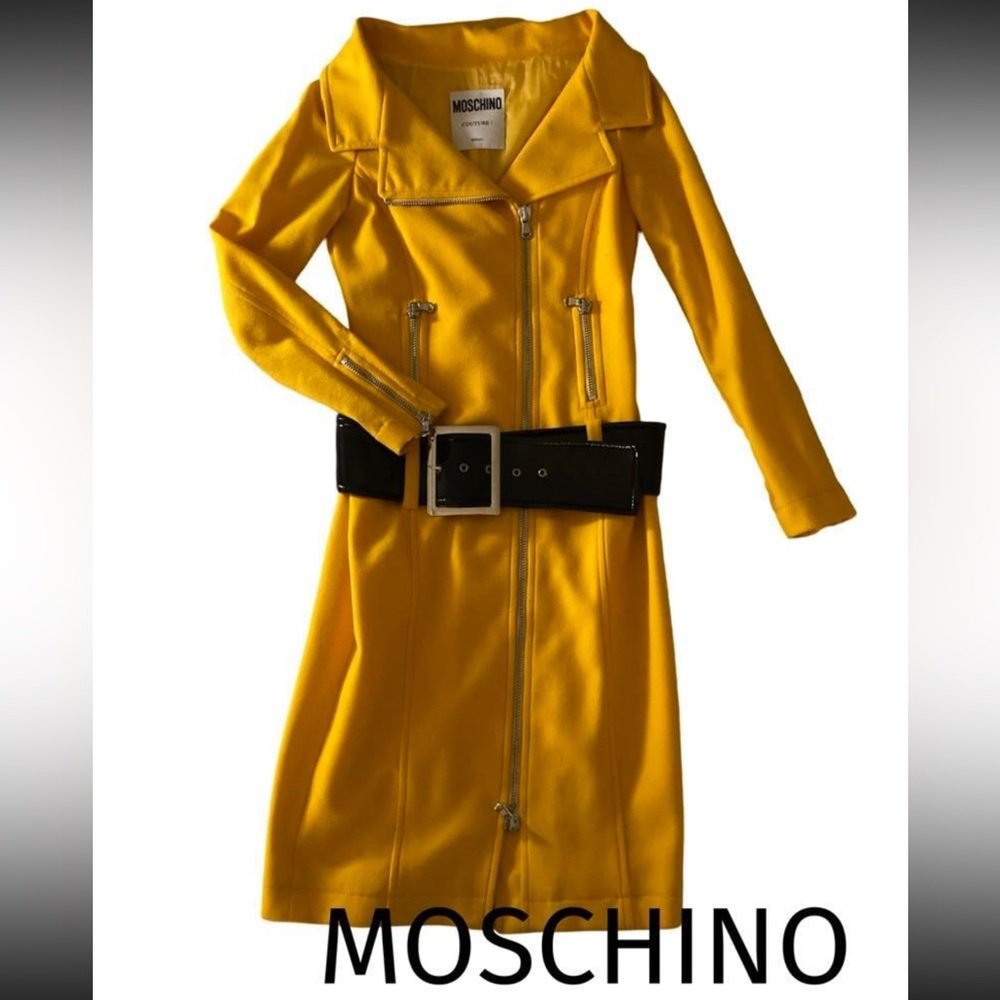 Moschino Yellow Wool Coat Dress - Picture 2 of 6